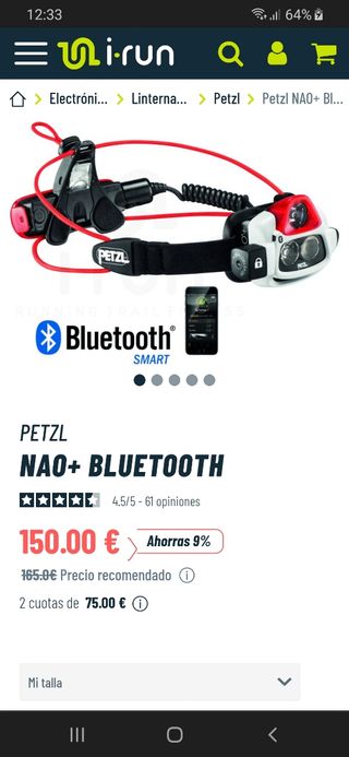 Linterna frontal Petzl Nao+