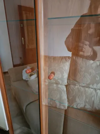 Vitrina de madera y cristal color