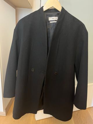 Abrigo paño Mango negro mujer