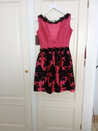 Vestido Fiesta Ana Torres Negro/coral