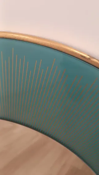 Espejo redondo decorativo dorado y turquesa