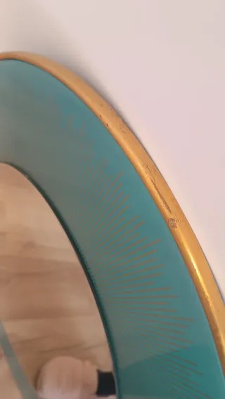 Espejo redondo decorativo dorado y turquesa