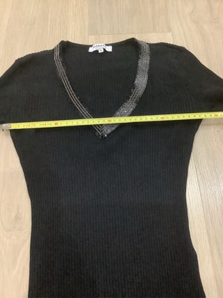 Jersey Morgan canalé con detalles plateados