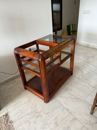 Mueble bar madera maciza con ruedas
