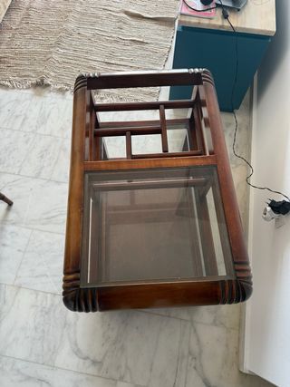 Mueble bar madera maciza con ruedas