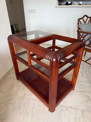 Mueble bar madera maciza con ruedas