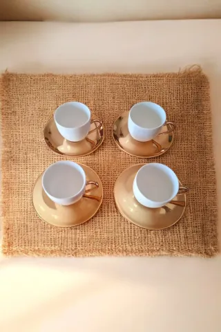Set 4 Tazzine Caffè Lavazza Porcellana Oro Italy