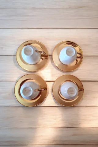 Set 4 Tazzine Caffè Lavazza Porcellana Oro Italy