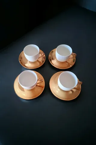 Set 4 Tazzine Caffè Lavazza Porcellana Oro Italy