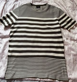 Camiseta Massimo Dutti Rayas Marrón/Blanco