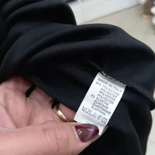 Maxi Abito Nero Pizzo/Strass Maniche Lunghe