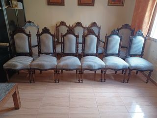 Conjunto de 6 sillas, 2 sillones y 1 banca