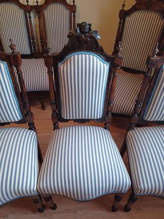 Conjunto de 6 sillas, 2 sillones y 1 banca