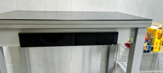 Mesa de cocina plegable cristal y metal