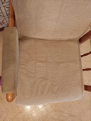 2 Sillones balancíne tapizados tela y madera