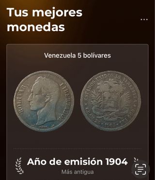 Moneda Venezuela 5 Bolívares 1904