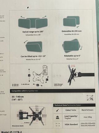 Soporte TV Pared Articulado 14 - 55 (35 - 140 cm)