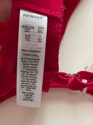 Conjunto Lenceria Primark Rojo Talla S