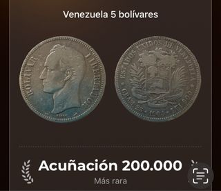 Moneda Venezuela 5 Bolívares 1904