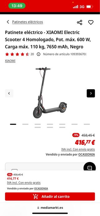 Patinete Eléctrico Xiaomi Scooter 4