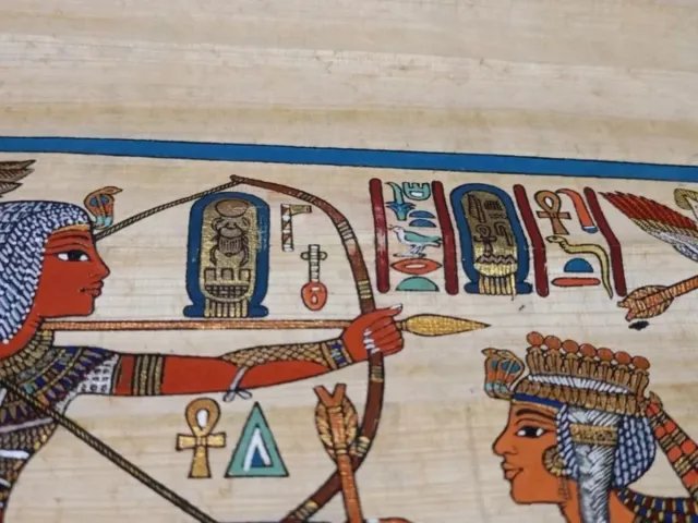 Escena egipto pintada a mano sobre papiro