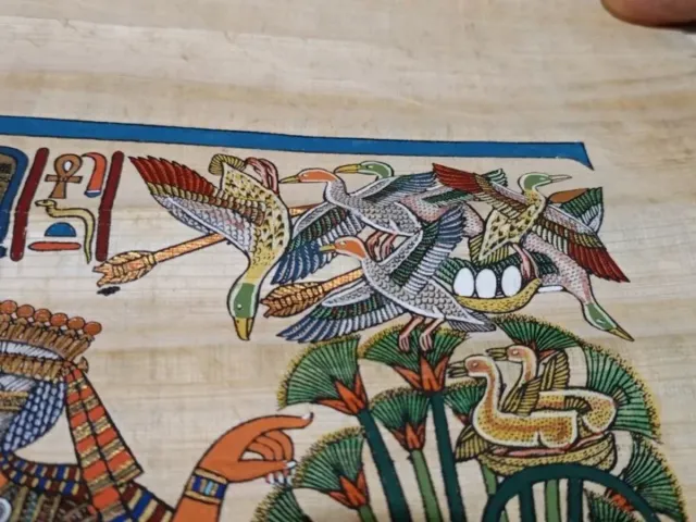 Escena egipto pintada a mano sobre papiro