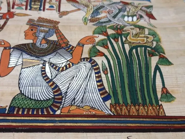 Escena egipto pintada a mano sobre papiro