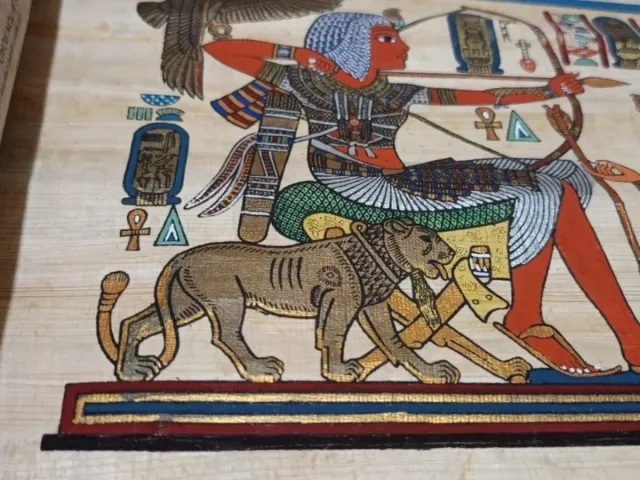 Escena egipto pintada a mano sobre papiro