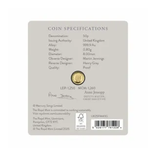 Moneda Oro Freddie Mercury 1/40oz EL 1250