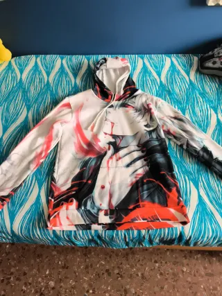 Sudadera Anime Estampado Rojo y Blanco