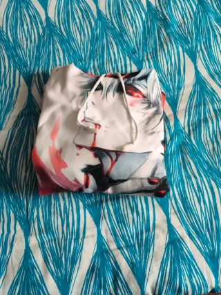 Sudadera Anime Estampado Rojo y Blanco