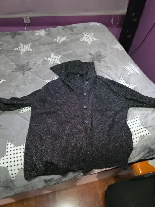 Camisa fiesta negra y plateada