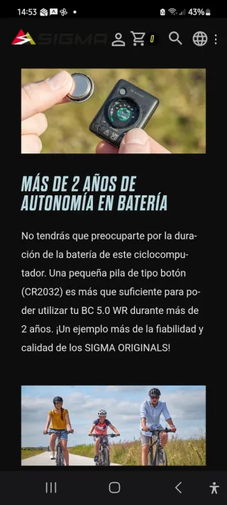 Cuenta km Sigma BC 5.0 WR