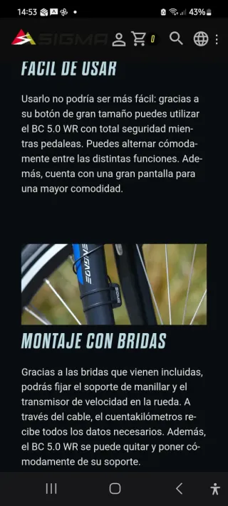 Cuenta km Sigma BC 5.0 WR