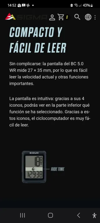 Cuenta km Sigma BC 5.0 WR