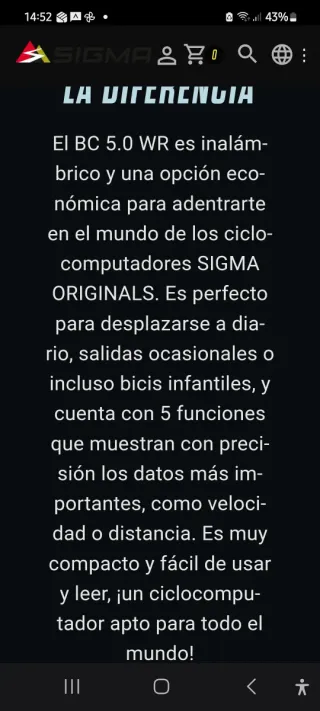 Cuenta km Sigma BC 5.0 WR