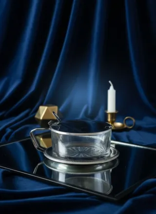 Formaggiera vintage vetro e metallo anni '70