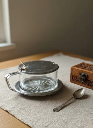 Formaggiera vintage vetro e metallo anni '70