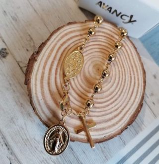 Pulsera Virgen Milagrosa Acero 316L Dorada