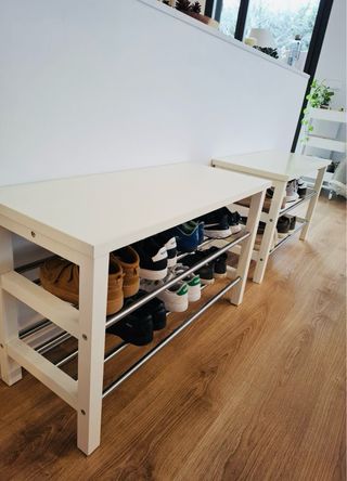 2 Bancos Zapateros Ikea Blanco y Metal