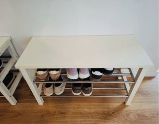 2 Bancos Zapateros Ikea Blanco y Metal