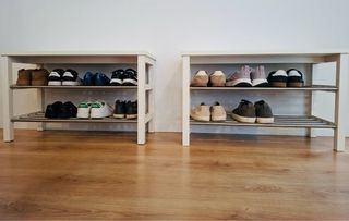 2 Bancos Zapateros Ikea Blanco y Metal