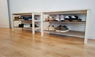 2 Bancos Zapateros Ikea Blanco y Metal