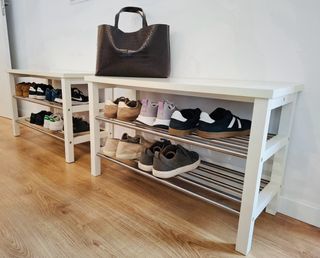 2 Bancos Zapateros Ikea Blanco y Metal