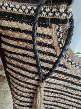 Bolso de playa de yute con rayas