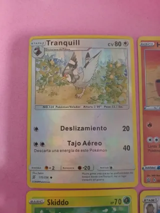 Cartas Pokémon: Tranquill, Heatmor, Skiddo, Shinx