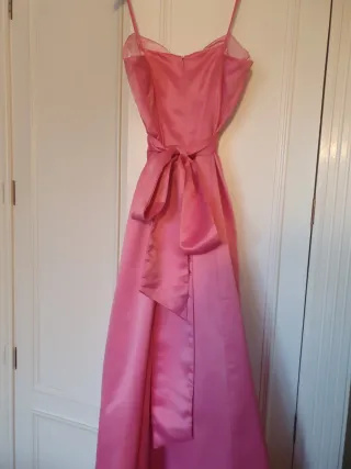 Vestido fiesta graduación rosa lazo talla 38