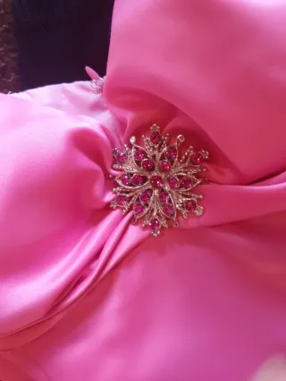 Vestido fiesta graduación rosa lazo talla 38