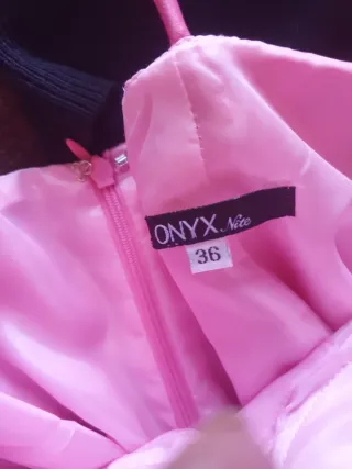 Vestido fiesta graduación rosa lazo talla 38