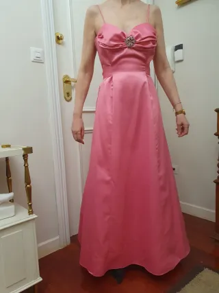 Vestido fiesta graduación rosa lazo talla 38